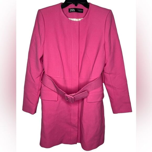 Zara Pink Blogger Favorite Barbiecore Belted Frock Coat Size Medium - Picture 3 of 16